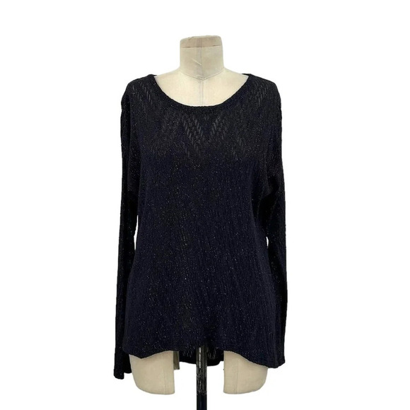 Generation Love Pointelle Lurex Metallic Navy Blue‎ Sweater Size XS / S - Picture 1 of 8